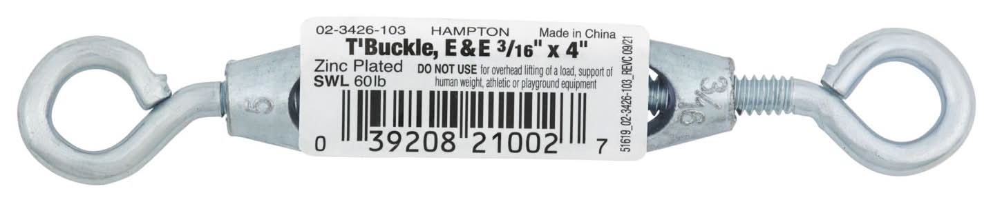 Hampton Zinc-Plated Aluminum/Steel 0.154 In. D Turnbuckle 70 Lb 4 In. L
