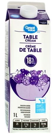 Great Value 18% Table Cream (1 L)
