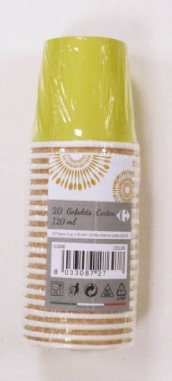 Carrefour - Gobelets carton anis (120 ml)