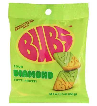 Bubs Swedish Sour Diamond Gummy Candy, Tutti Frutti (5.5 oz)