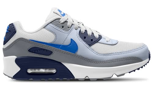 Nike Kids Air Max 90 Mesh - Boys' Grade School Shoes White/Midnight Navy/Blue Crystal Size 05.5
