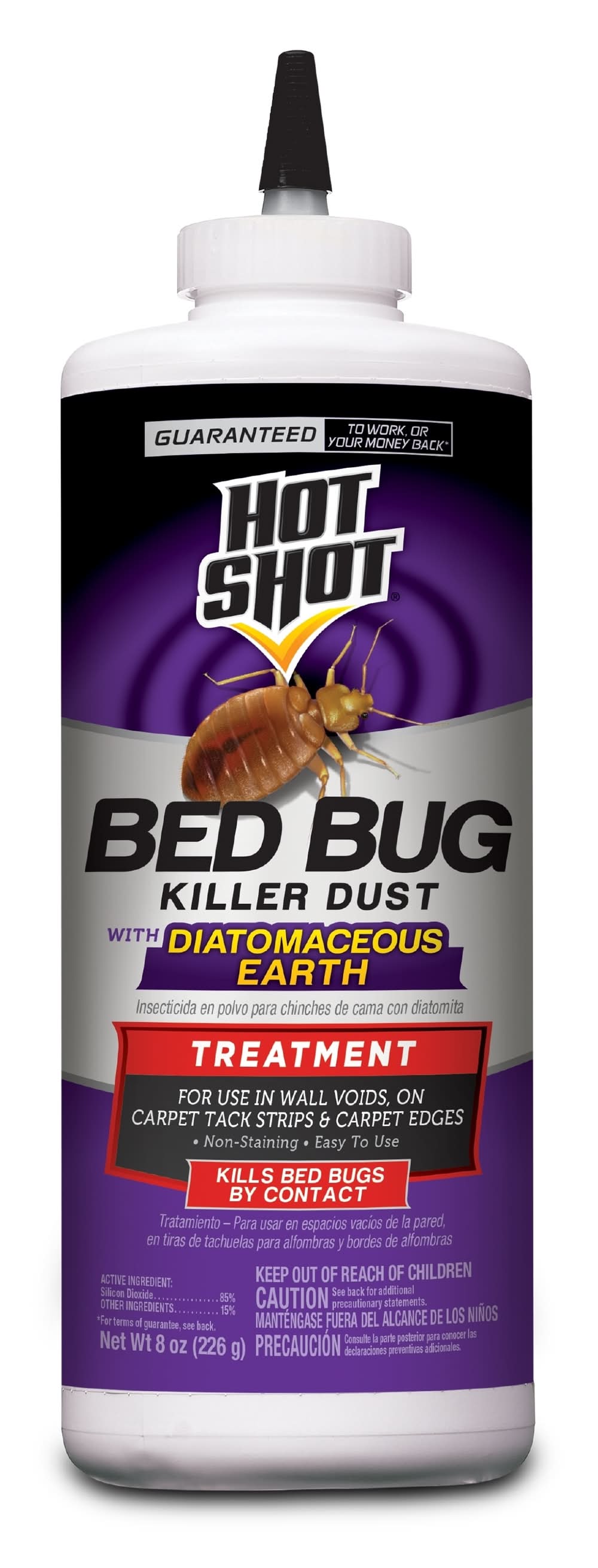 Hot Shot Dust with Diatomaceous Earth 8 -oz Ready to use Bed bug killer