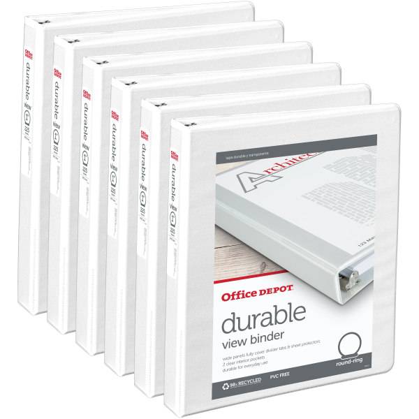 Office Depot Brand Durable View 3-ring White Binder