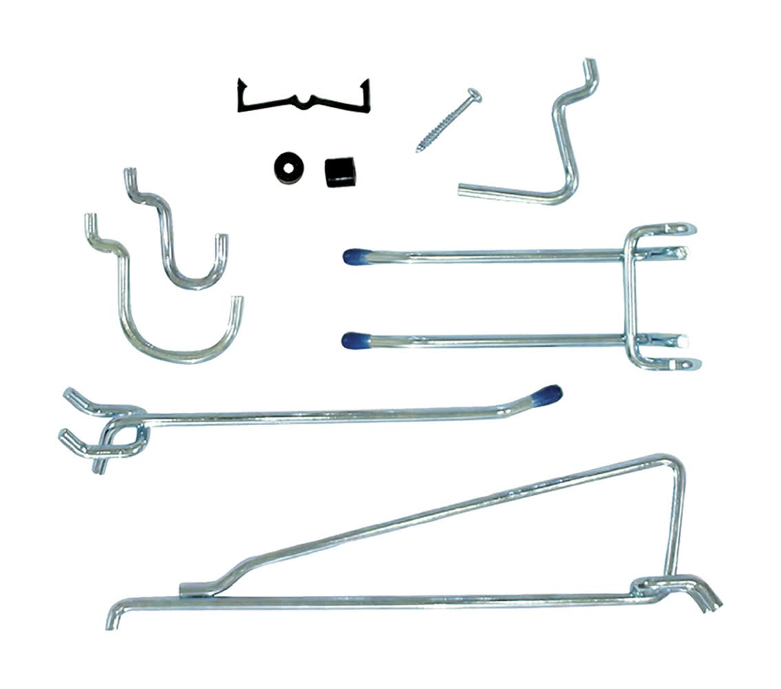 Crawford Zinc Plated Black/Silver Steel Peg Hook Assortment 32 Pk