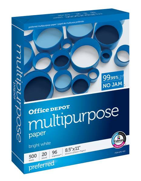 Office Depot Multipurpose Printer Paper, 8.5 Inch x 11 Inch, White (500 ct)