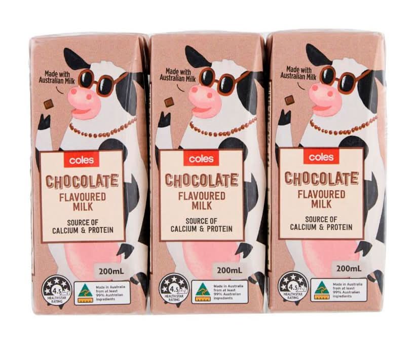 Coles Chocolate Flavoured Milk 6x200mL 200mL