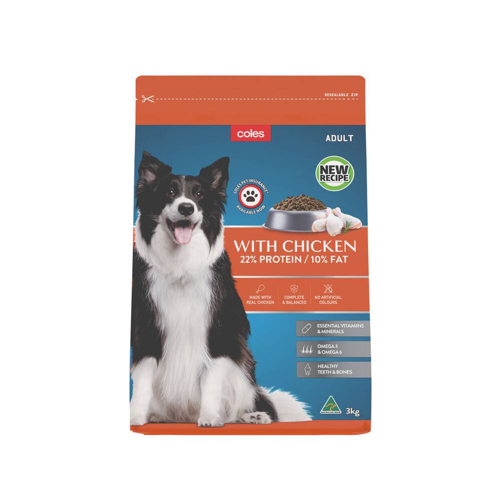 Coles Adult Dry Dog Food With Chicken 3kg