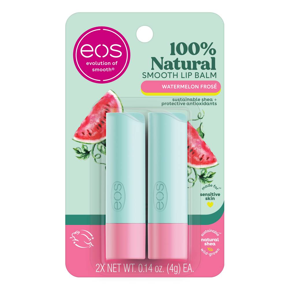 eos 100% Lip Balm Sticks, Natural Watermelon Frosé, 2 Pack