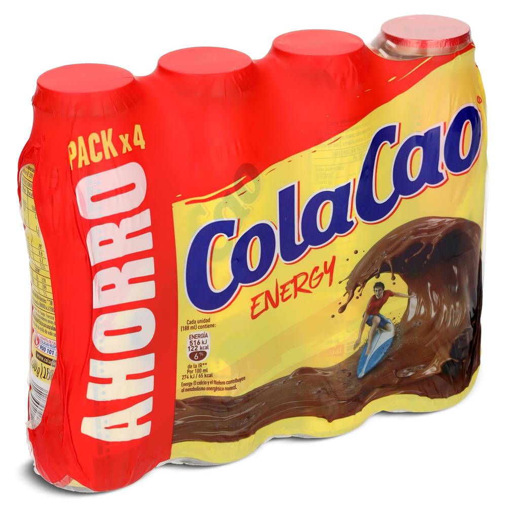 Batido De Cacao Energy Colacao Botella 4 X 188 Ml