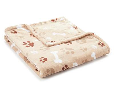 Real Living Paw Print Throw (50" x 60") (tan & brown)