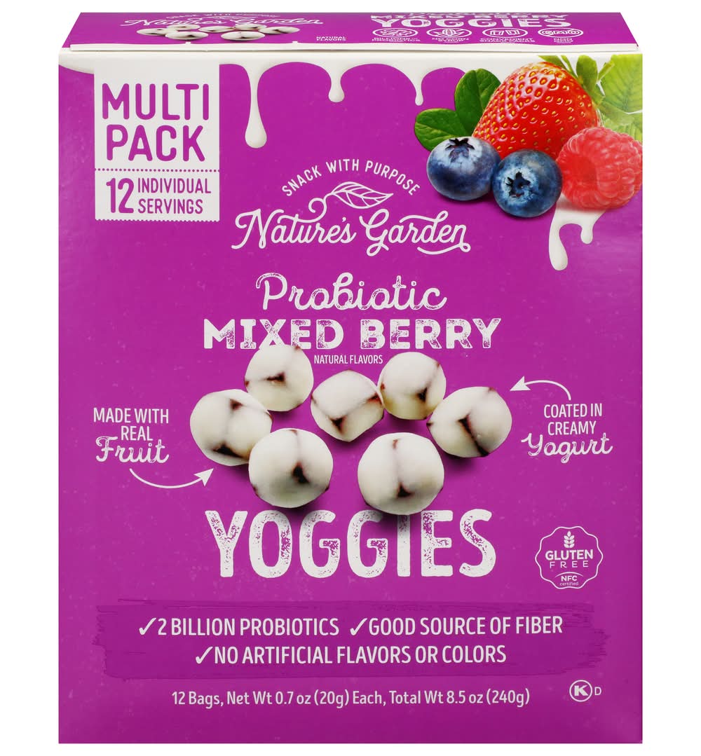 Nature's Garden Probiotic Yoggies Snack pack, Mixed Berry (12 x 0.7 oz)