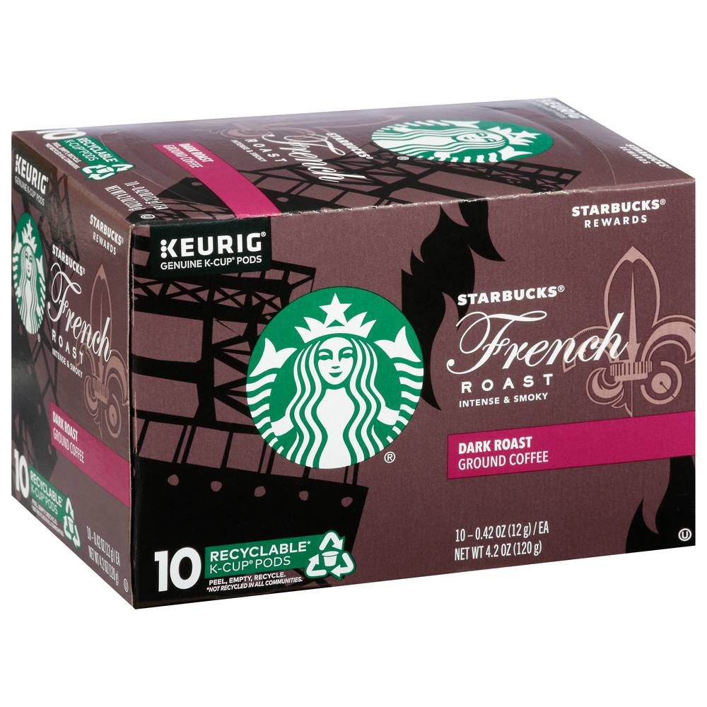 Starbucks Keurig French Dark Roast Ground Coffee K-Cup Pods (10 ct, 0.42 oz)