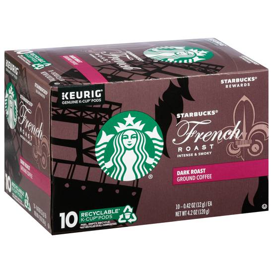 Starbucks Keurig French Dark Roast Ground Coffee K-Cup Pods (10 ct, 0.42 oz)