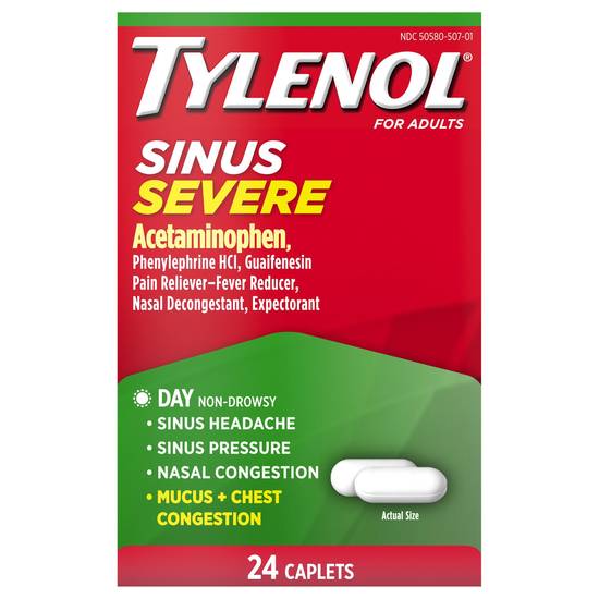 Tylenol Sinus Severe Non-Drowsy Pain & Congestion Relief Caplets (24 ct)