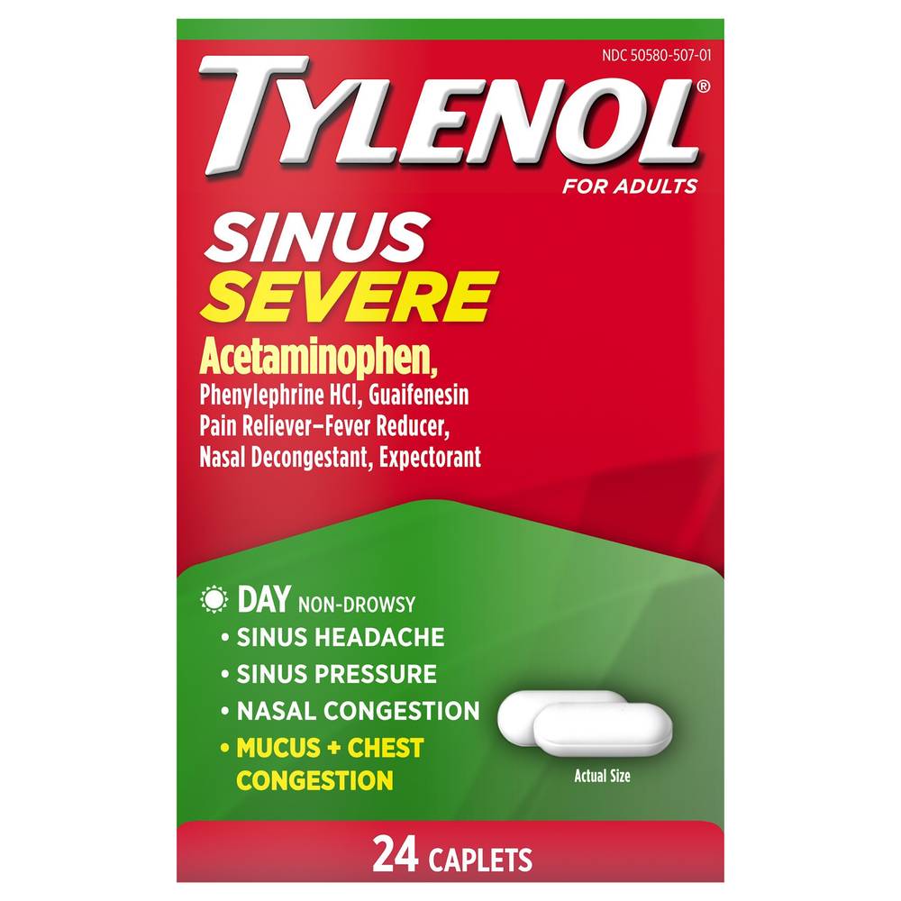 Tylenol Sinus Severe Non-Drowsy Pain & Congestion Relief Caplets (24 ct)