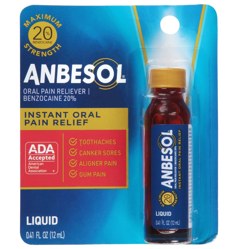 Anbesol Liquid Pain Reliever Benzocaine 20% (0.41 fl oz)