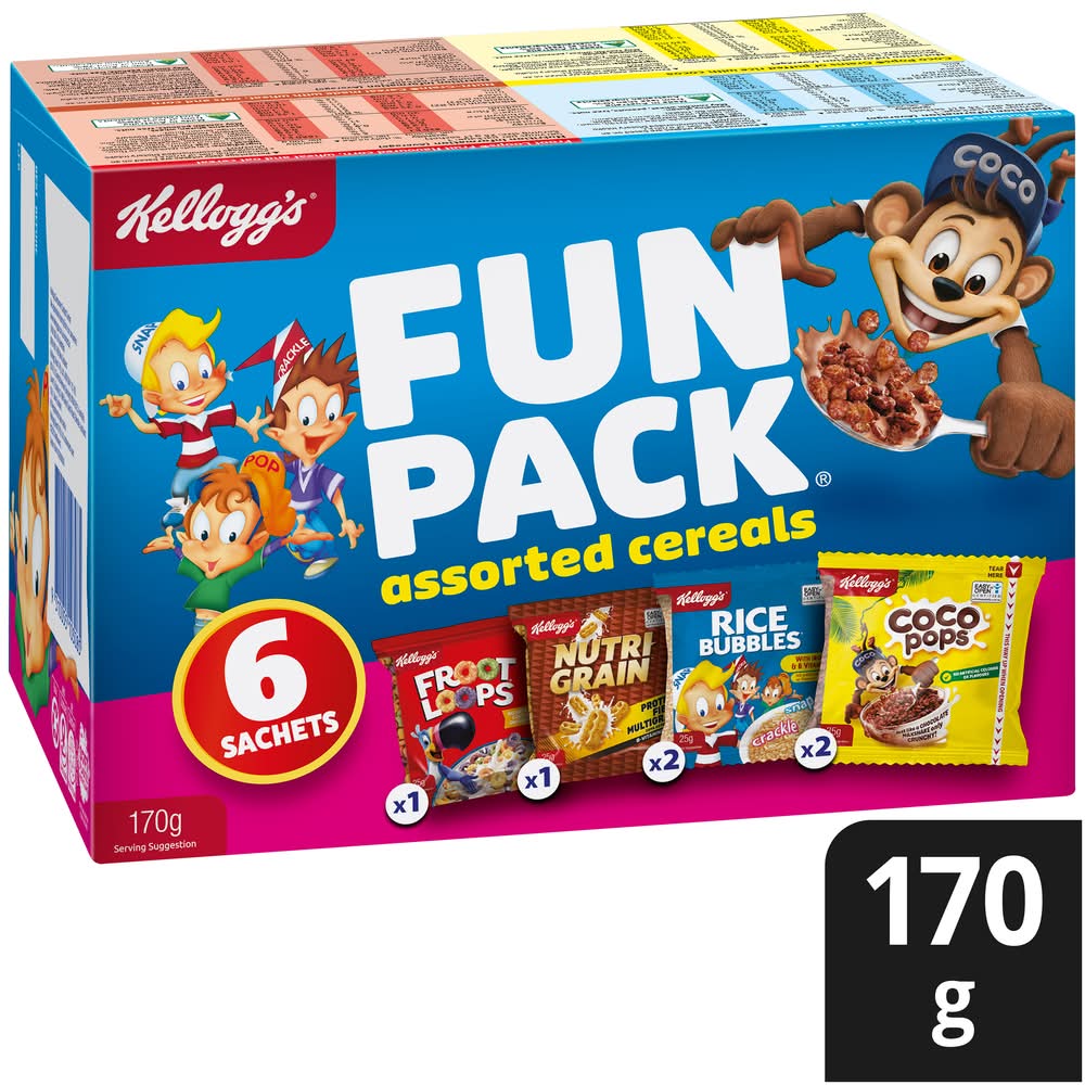 Kellogg's Fun Breakfast Cereals, Assorted (170g, 6 pack)