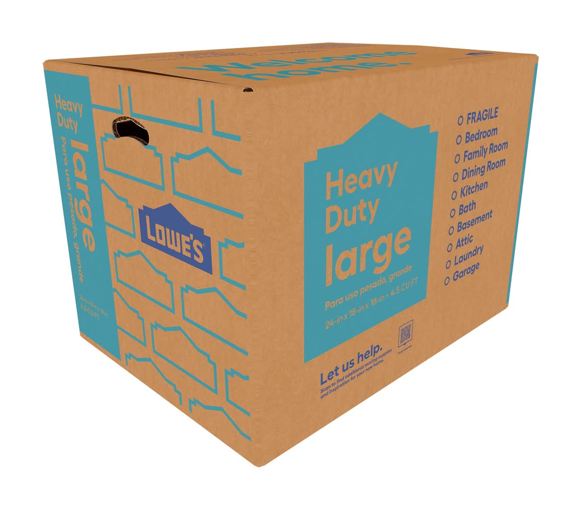 Lowe's 24-in W x 18-in H x 18-in D Large Heavy Duty Cardboard Moving Box with Handle Holes