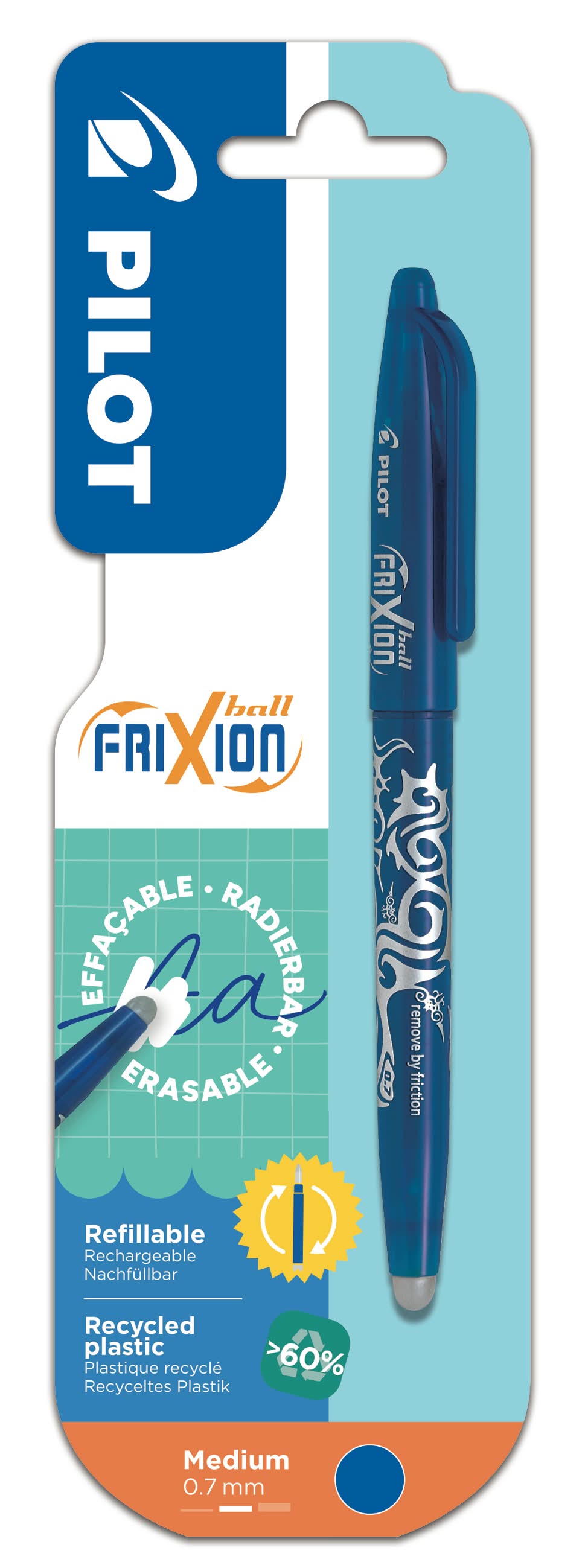 Pilot - Frixion stylo roller effaçable ball bleu (10g)