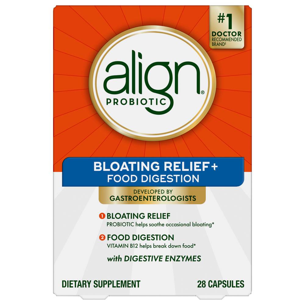 Align Probiotic Bloating Relief + Food Digestion Capsules (28 ct)