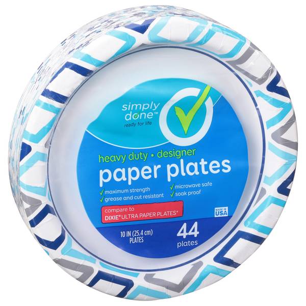 Simply Done Heavy Duty Designer Paper Plates, 10 inch (44 ct)