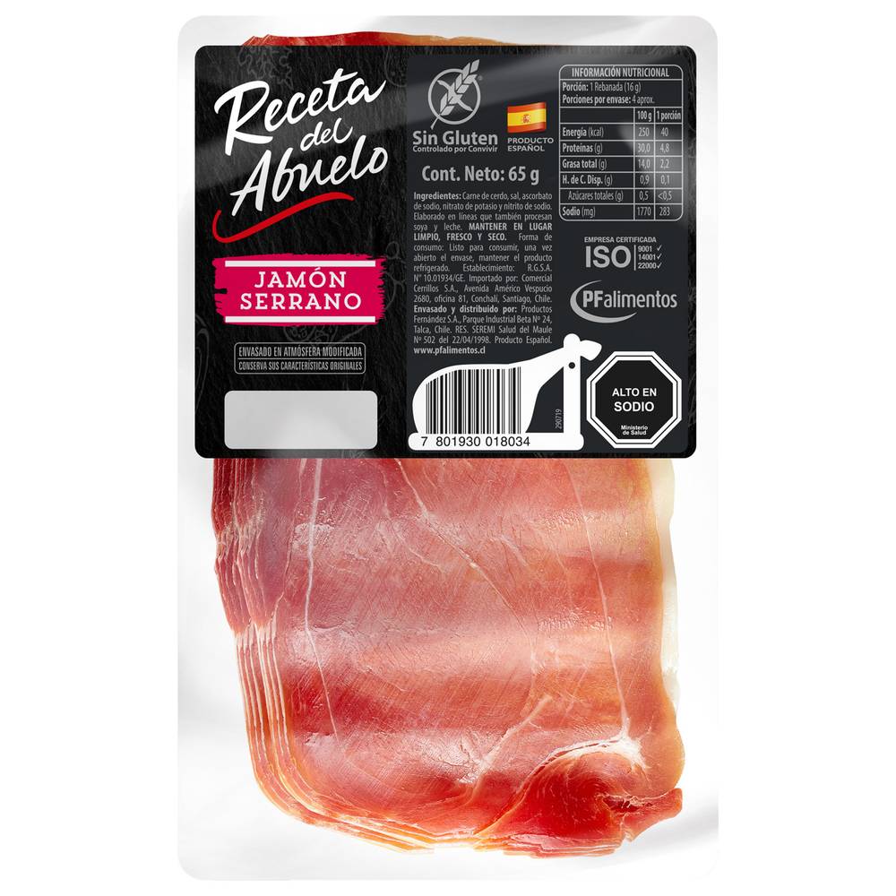 Receta del Abuelo · Jamón serrano (65 g)