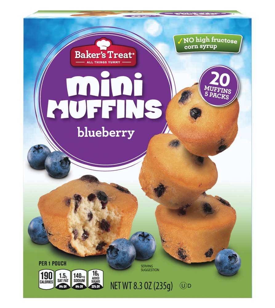 Baker's Treat Blueberry Mini Muffins, 5 Packs