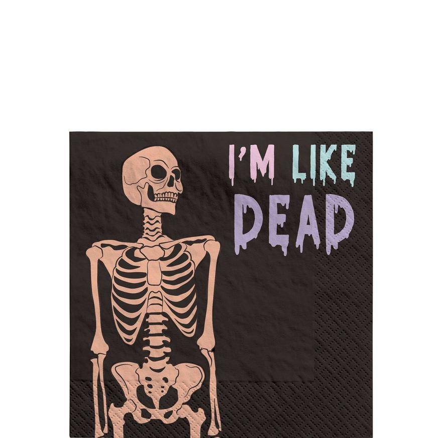 Pastel Halloween Skeleton Paper Beverage Napkins, 5in, 40ct