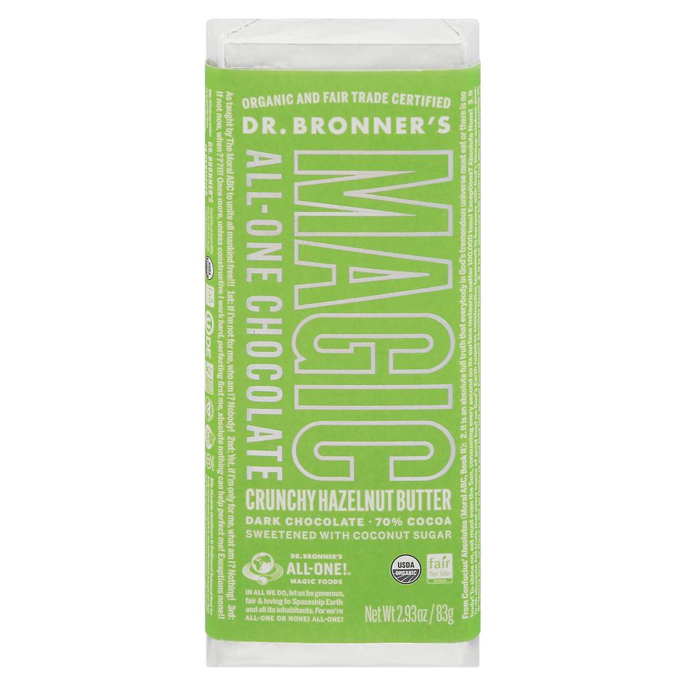 Dr. Bronner's Magic All-One Crunchy Hazelnut Butter 70% Cocoa Dark Chocolate