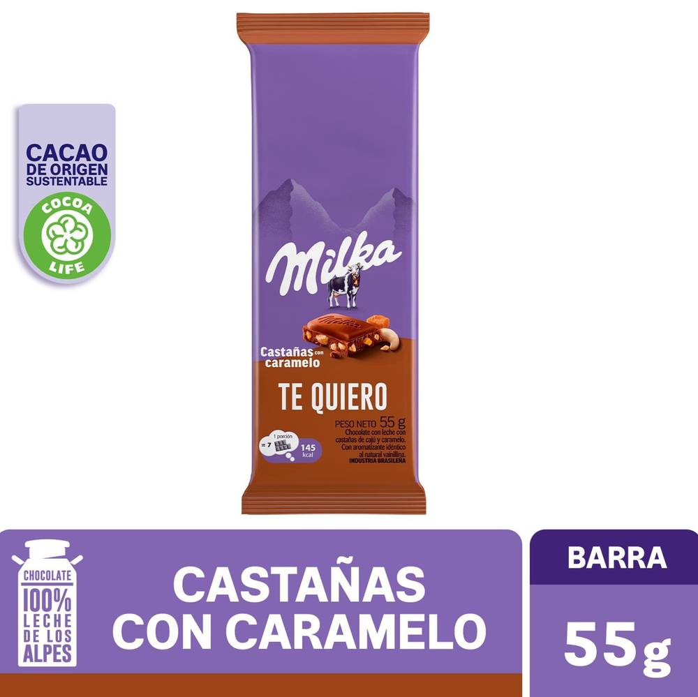 Milka chocolate (castañas caramelo)