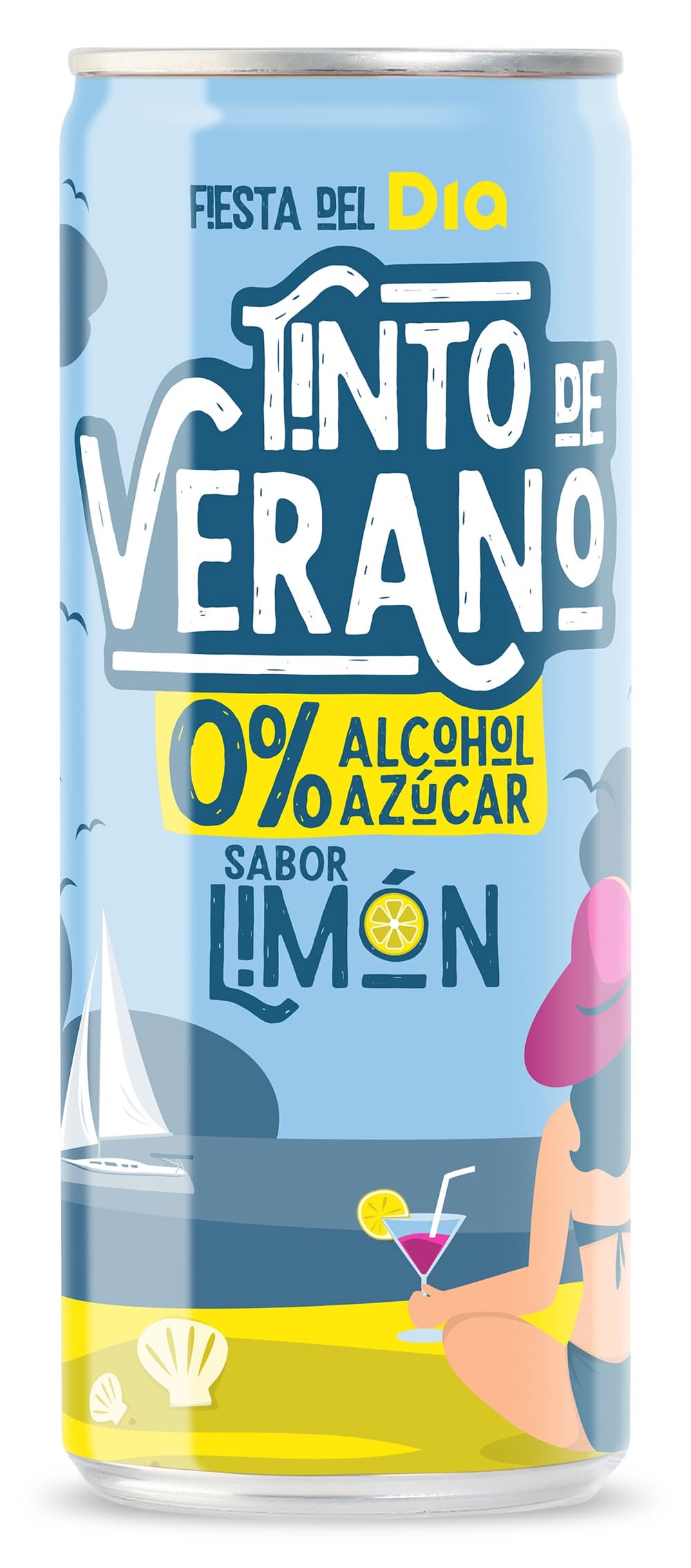 Tinto De Verano Sin Alcohol Sabor Limón Fiesta Del Dia Lata 33 Cl