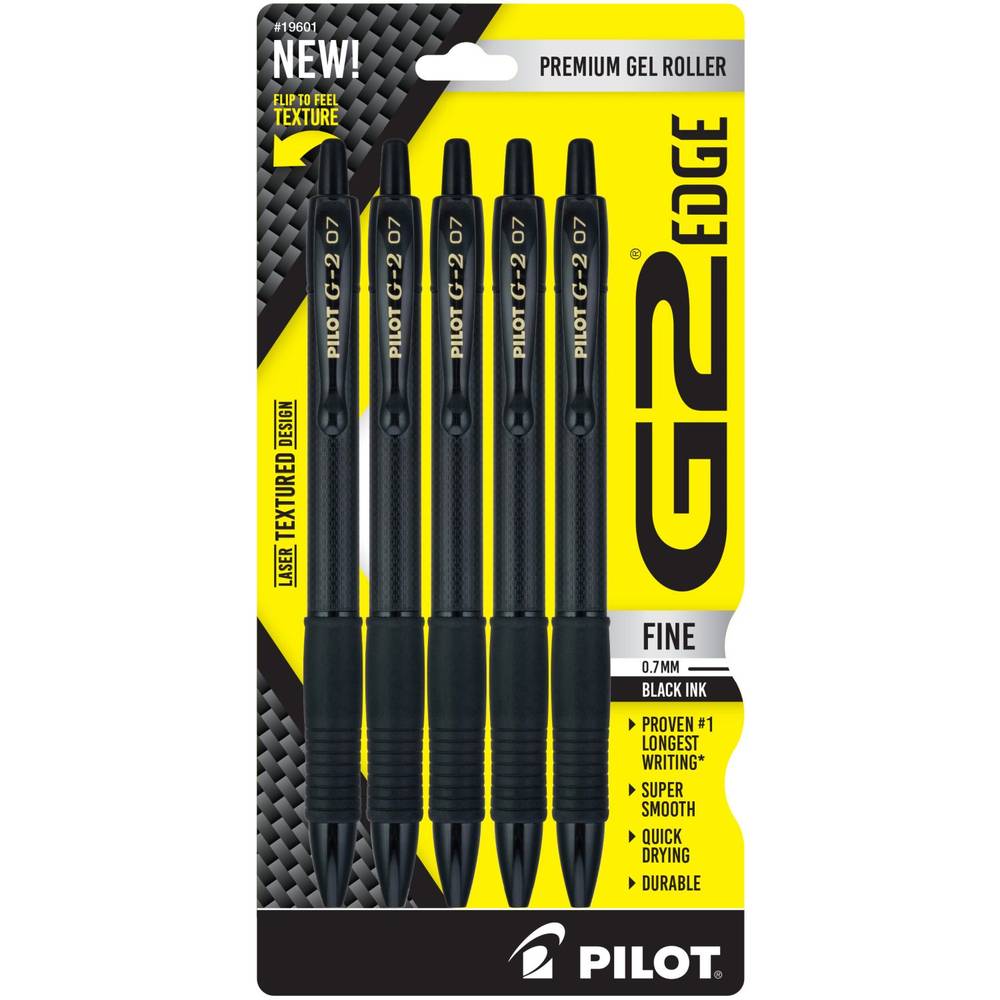 Pilot G2 Edge Premium Gel Roller Fine Point Pens, Black (5 ct)