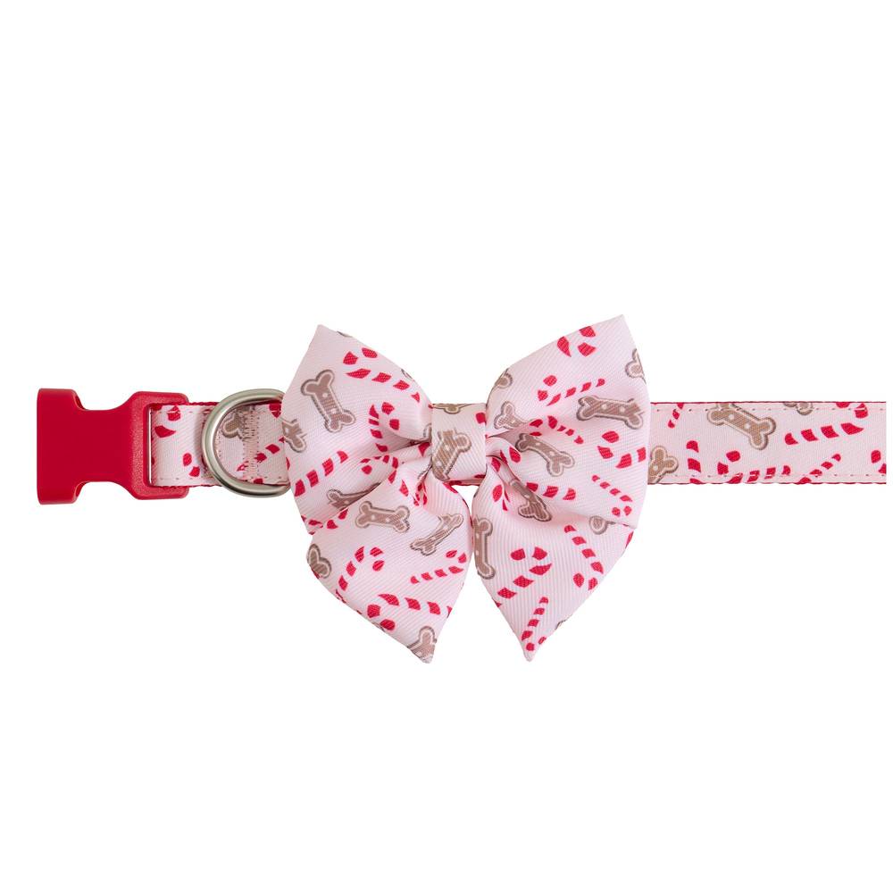 PET HOLIDAY Peppermint Dog Collar, M, Pink