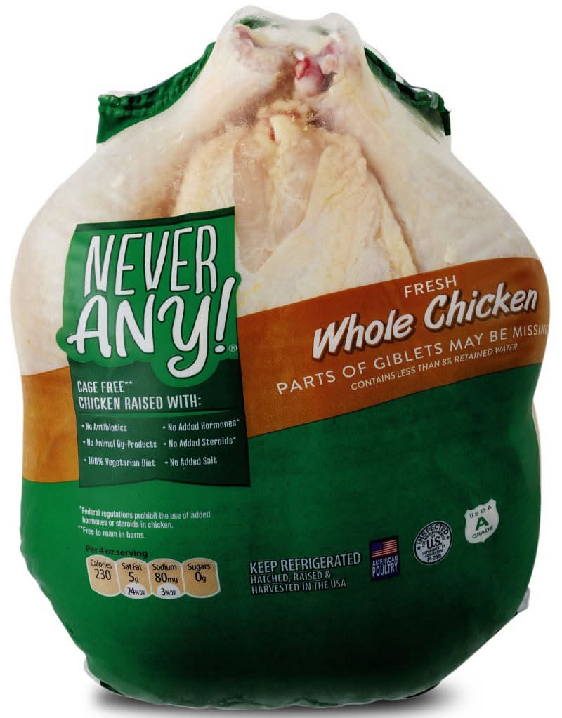 Never Any! USDA Fresh Whole Chicken, per lb