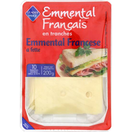 Fromage Emmental français en tranches Leader price 200g