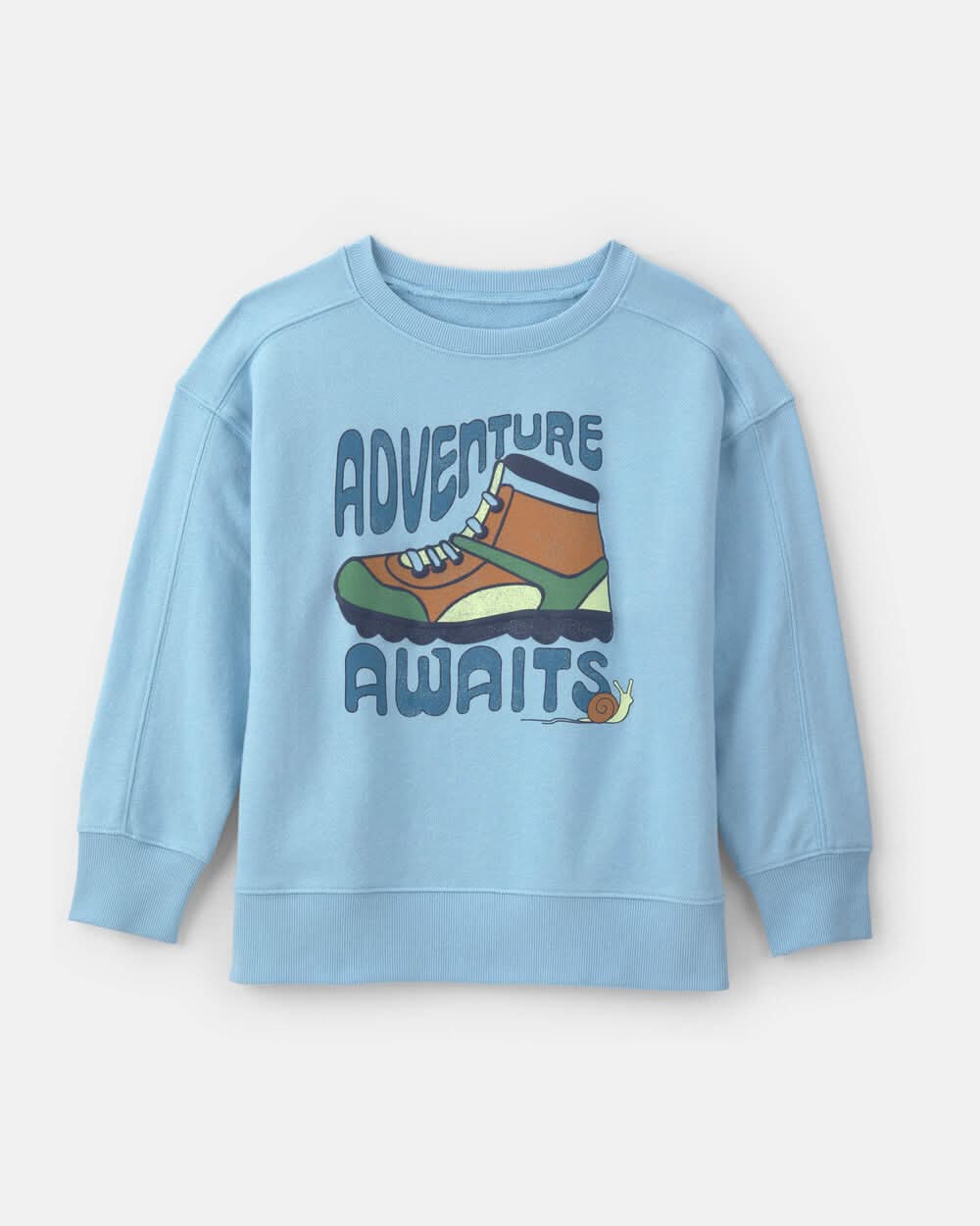 Boys 'Adventure Awaits' French Terry Pullover Sweatshirt - Blue - 10