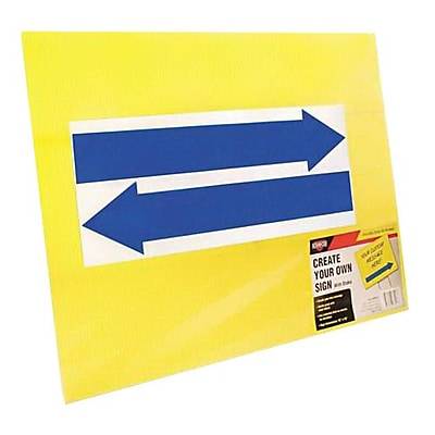 Cosco Large Blank Sign With Vinyl Blue Arrows and Stake, 19" X 15", Yellow