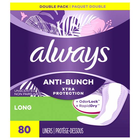 Always Liners Daily Xtra Protection Long (80 ct)