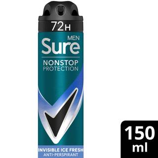 Sure Men Invisible Anti-perspirant Deodorant Aerosol Ice Fresh Nonstop Protection 150 ml