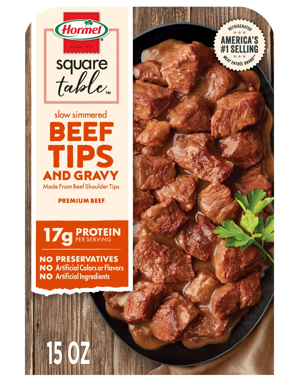 Square Table Slow Simmered Beef Tips & Gravy (15 oz)