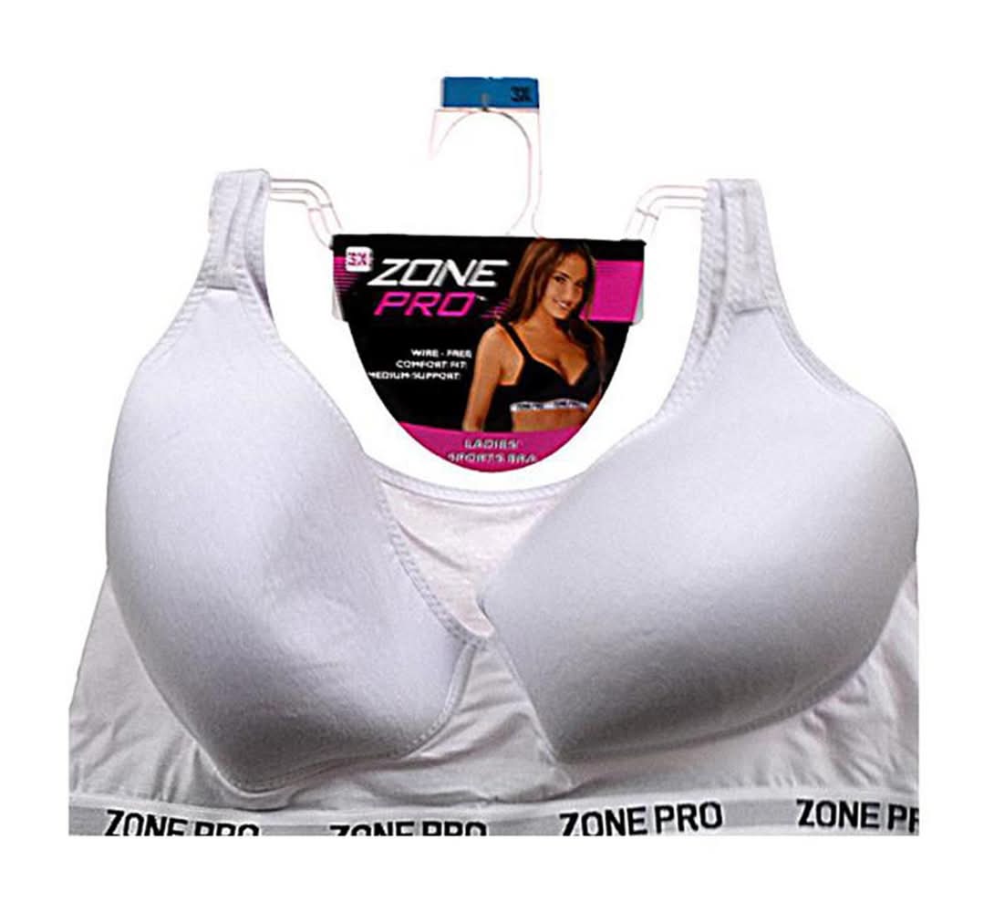 Zone Pro Sports Bra, Women, 3X, White