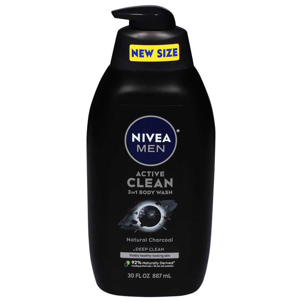 Nivea Men Active Clean 3 in 1 Natural Charcoal Body Wash