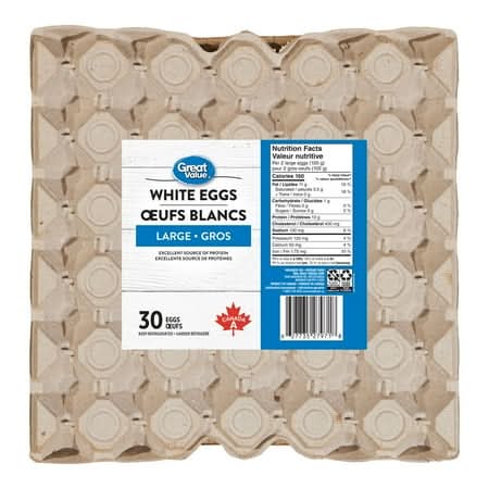 Great Value White Eggs, Large (1.7 kg, 30 ct)
