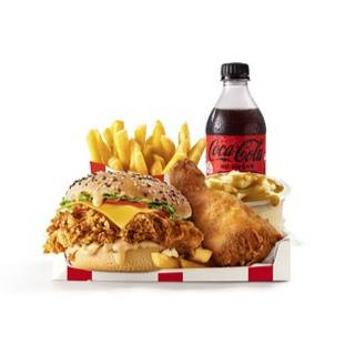 Reg Fully Loaded Box Meal With Zinger Burger And Buddy Drink