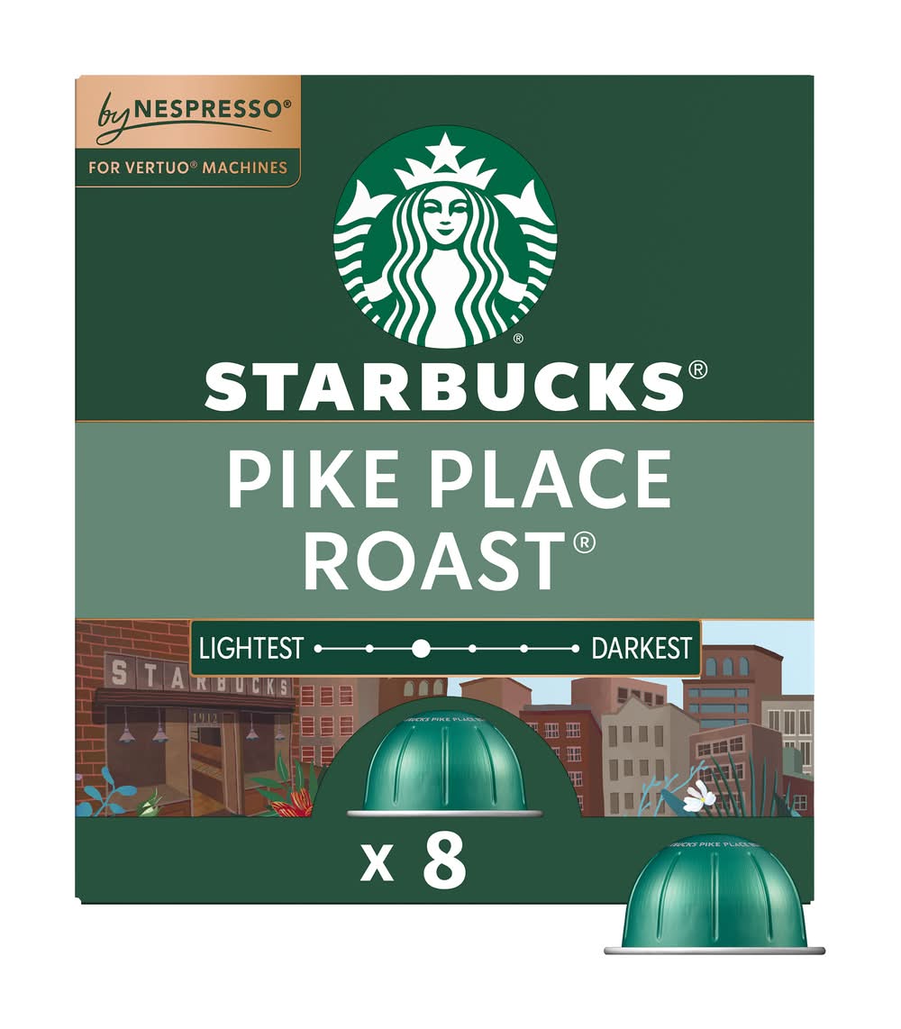 Starbucks Nespresso Vertuo Pike Place Medium Roast Coffee Pods (3.52 oz, 8 ct)