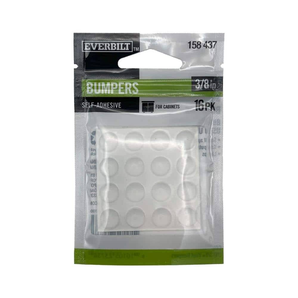 Everbilt 3/8 In. Clear Self-Adhesive Round Bumper (16-Pack)