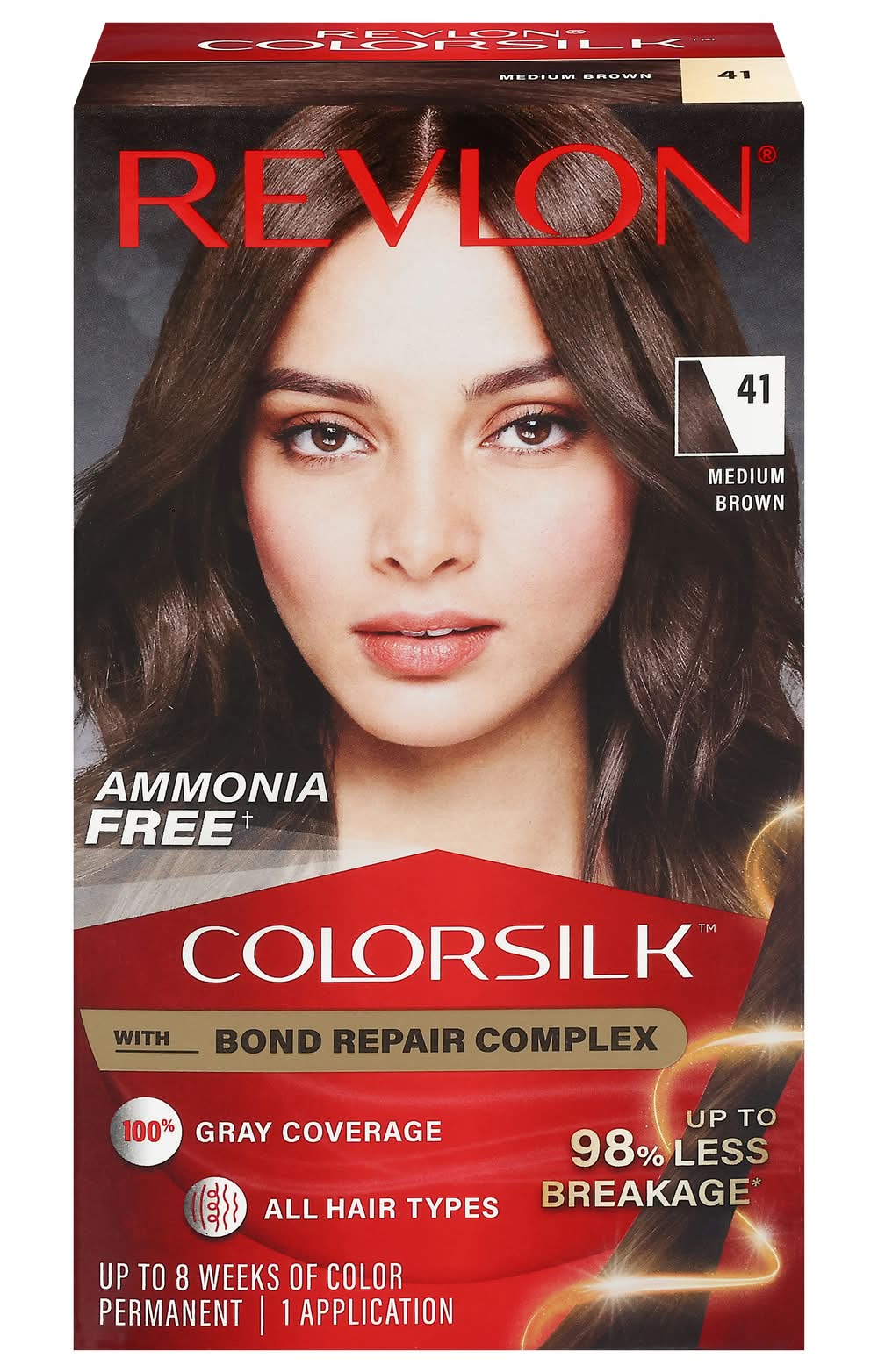 Revlon Colorsilk Beautiful Permanent Hair Color, Medium Brown 41 (4.4 fl oz)