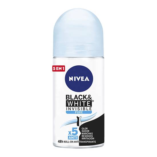 Nivea antitranspirante black & white invisible pure (roll-on 50 ml)