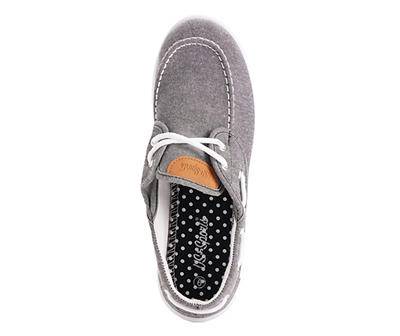 Women's 6 Black Chambray Boat Shoe