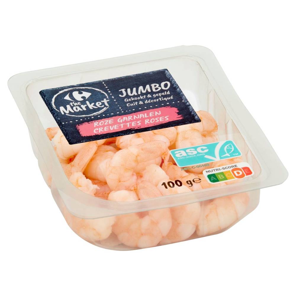 Carrefour The Market Jumbo Gekookt & Gepeld Roze Garnalen 100 g